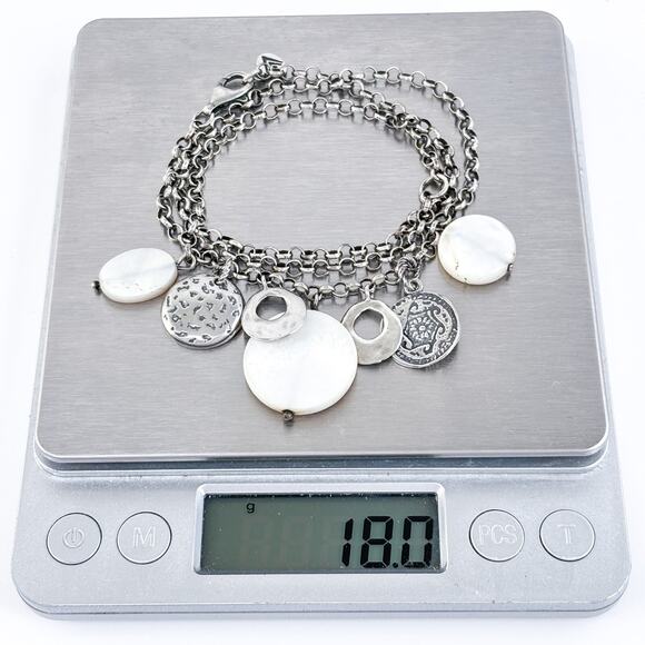 Silpada Mother of Pearl Charm Necklace | Vintage Sterling Silver 925 | 17"-19.5" - Picture 7 of 7